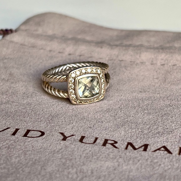 David Yurman Petite Albion® Ring with Prasiolite and Diamonds, sz 6.5 - Picture 1 of 10